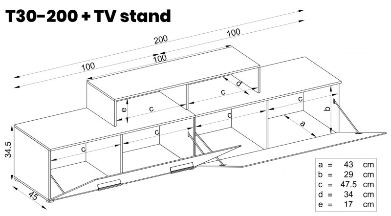 T30-200 + TV Stand - Wotan matt fronts Brand: Generic